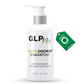 GLP-1 hair loss shampoo in a white bottle with a pump, promoting scalp health and hair strength